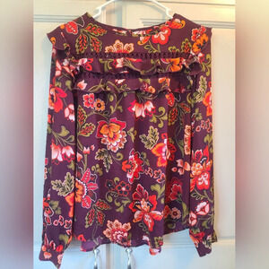 LOFT Floral Blouse in Purple and Red